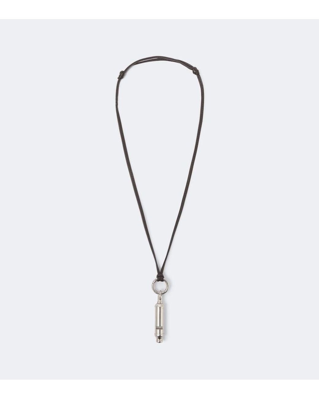 Lemaire White Acme Leather Pendant Necklace for men