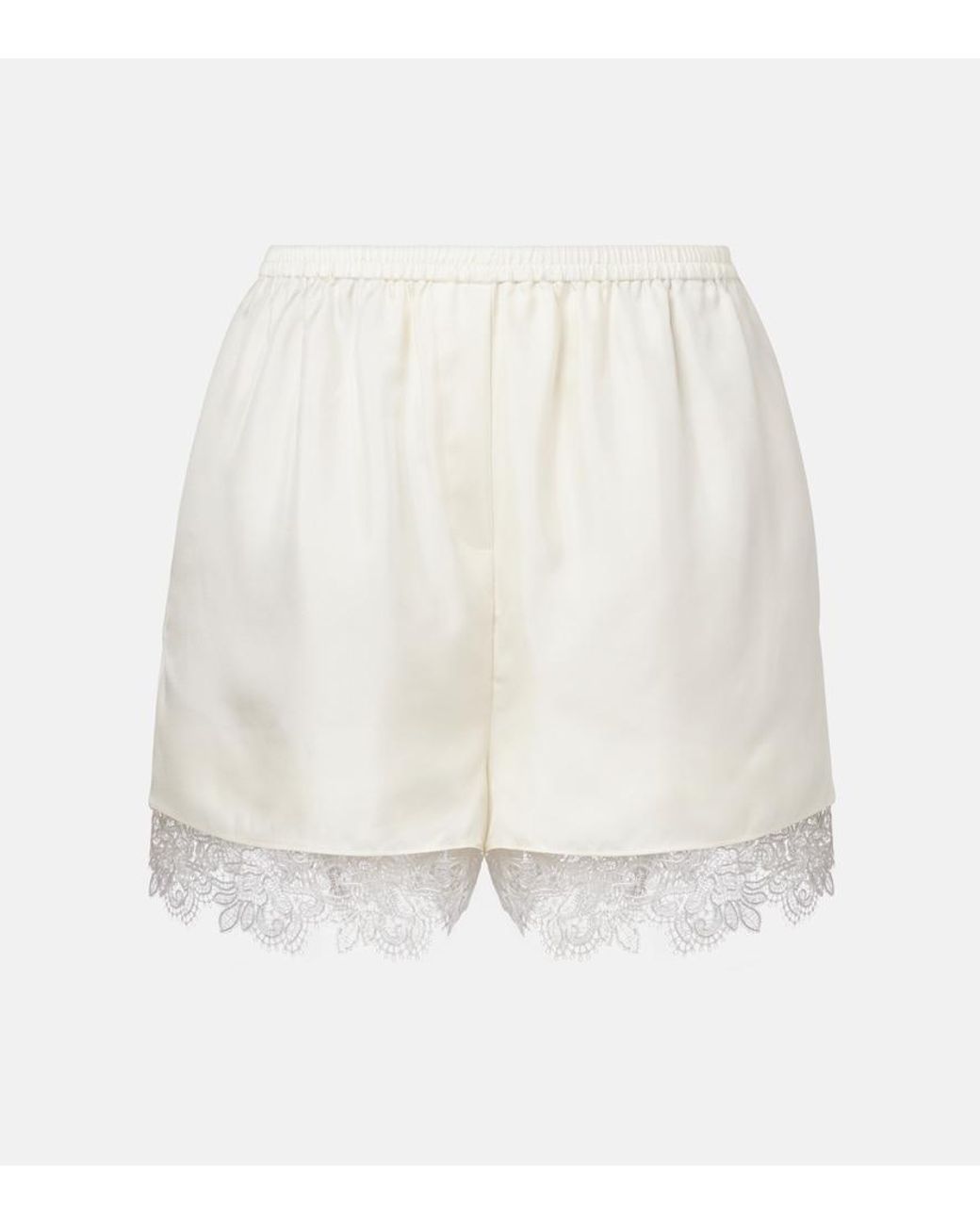 Rohe White Lace-Trimmed Silk Shorts