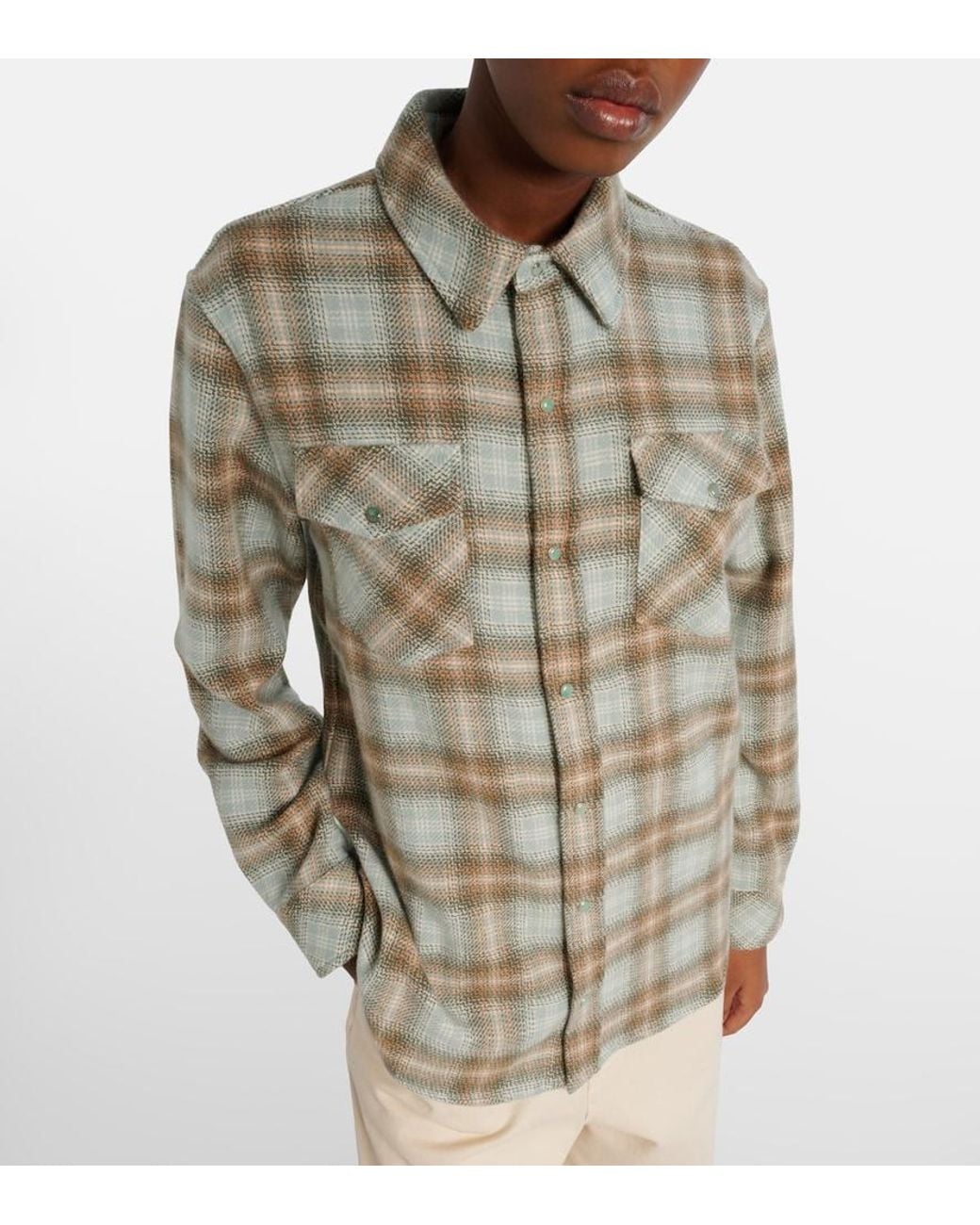 God's True Cashmere Green Joy Tartan Cashmere Shirt With Emerald