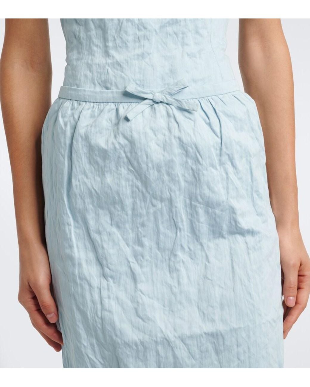 ShuShu/Tong Blue Bow-Detail Cotton-Blend Midi Skirt