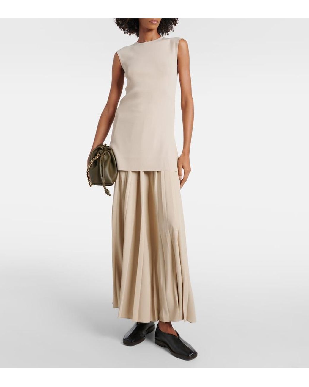 Max Mara Natural Soldino Ribbed-Knit Jersey Top