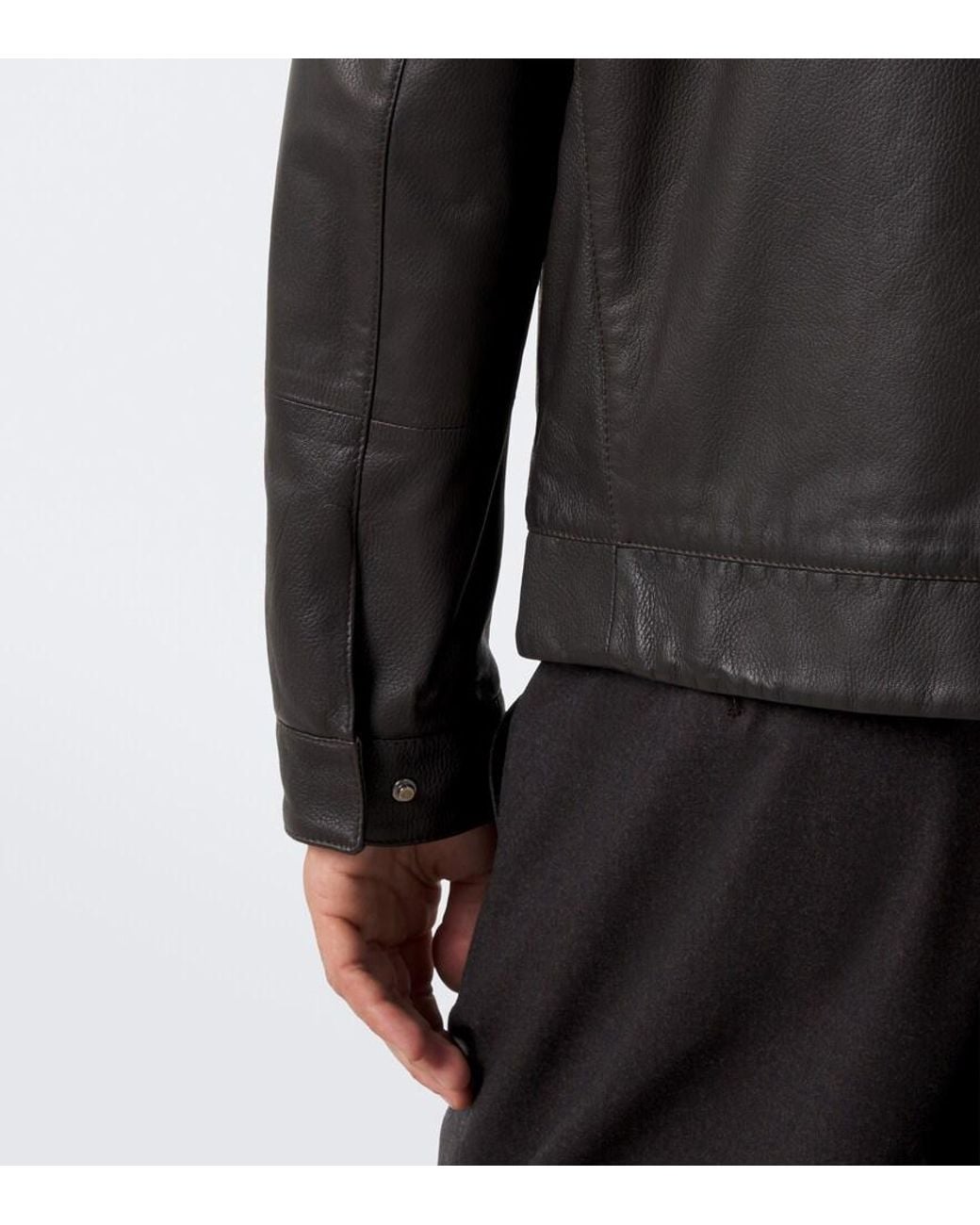 Thom Sweeney Black Leather Jacket for men