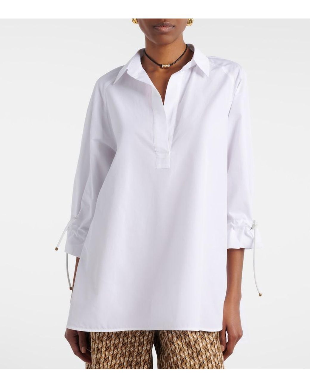 Max Mara White Adorni Oversized Cotton Poplin Shirt