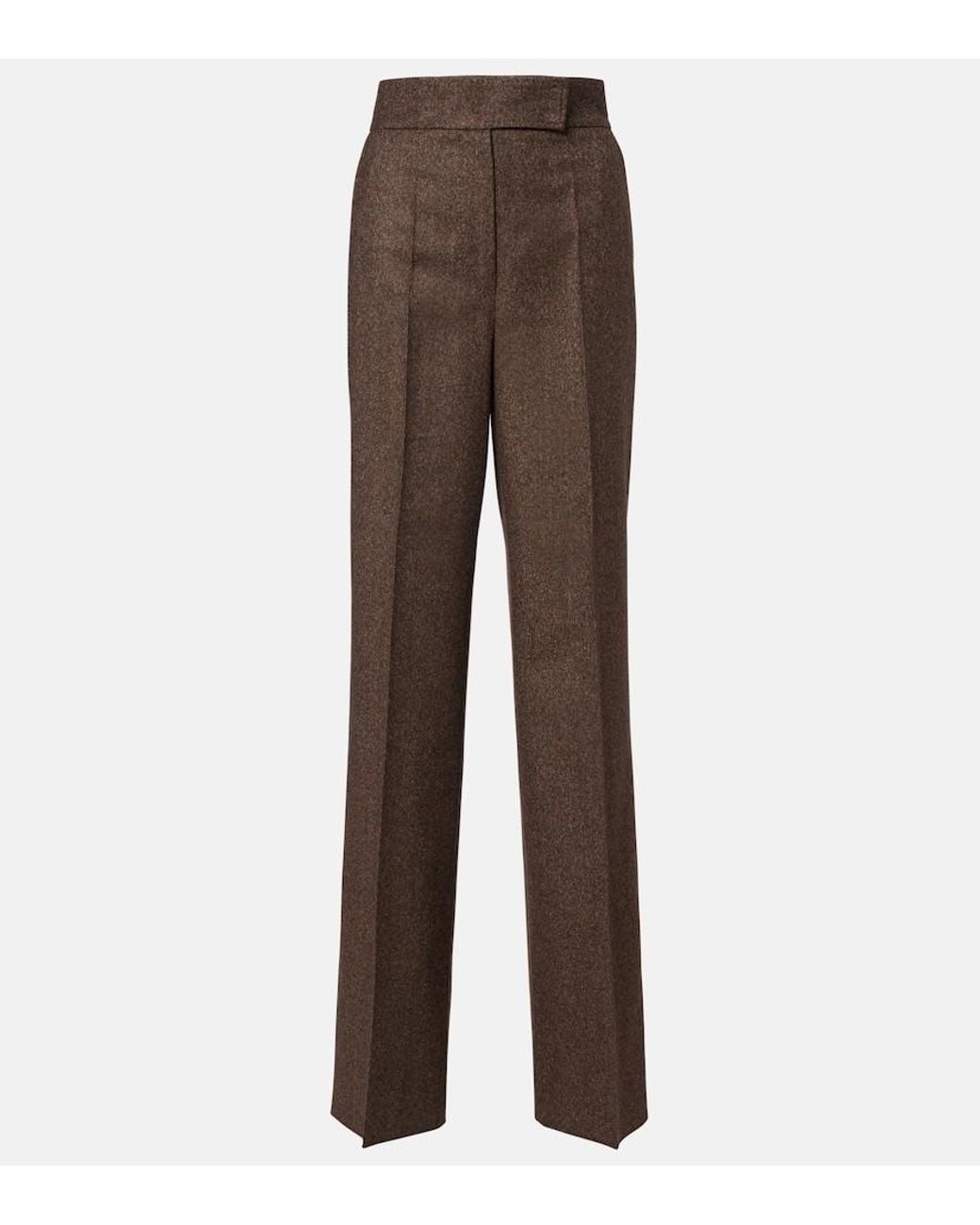 Max Mara Brown Virgin Wool Straight Pants
