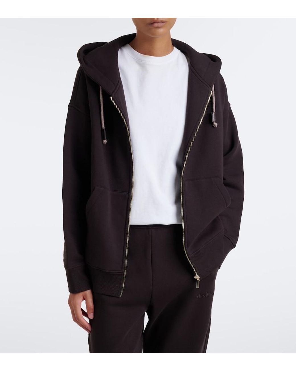 Max Mara Black Cotton-Blend Zip-Up Hoodie