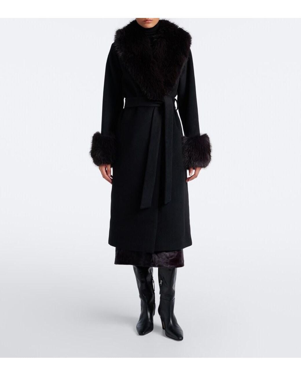 Jonathan Simkhai Black Kinsley Wool-Blend Wrap Coat