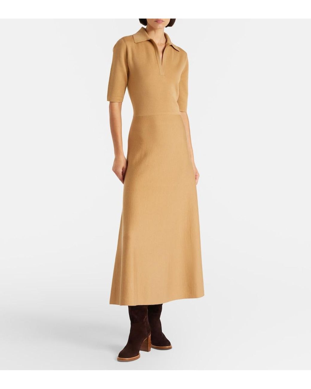 Gabriela Hearst Natural Wool And Silk Polo Dress