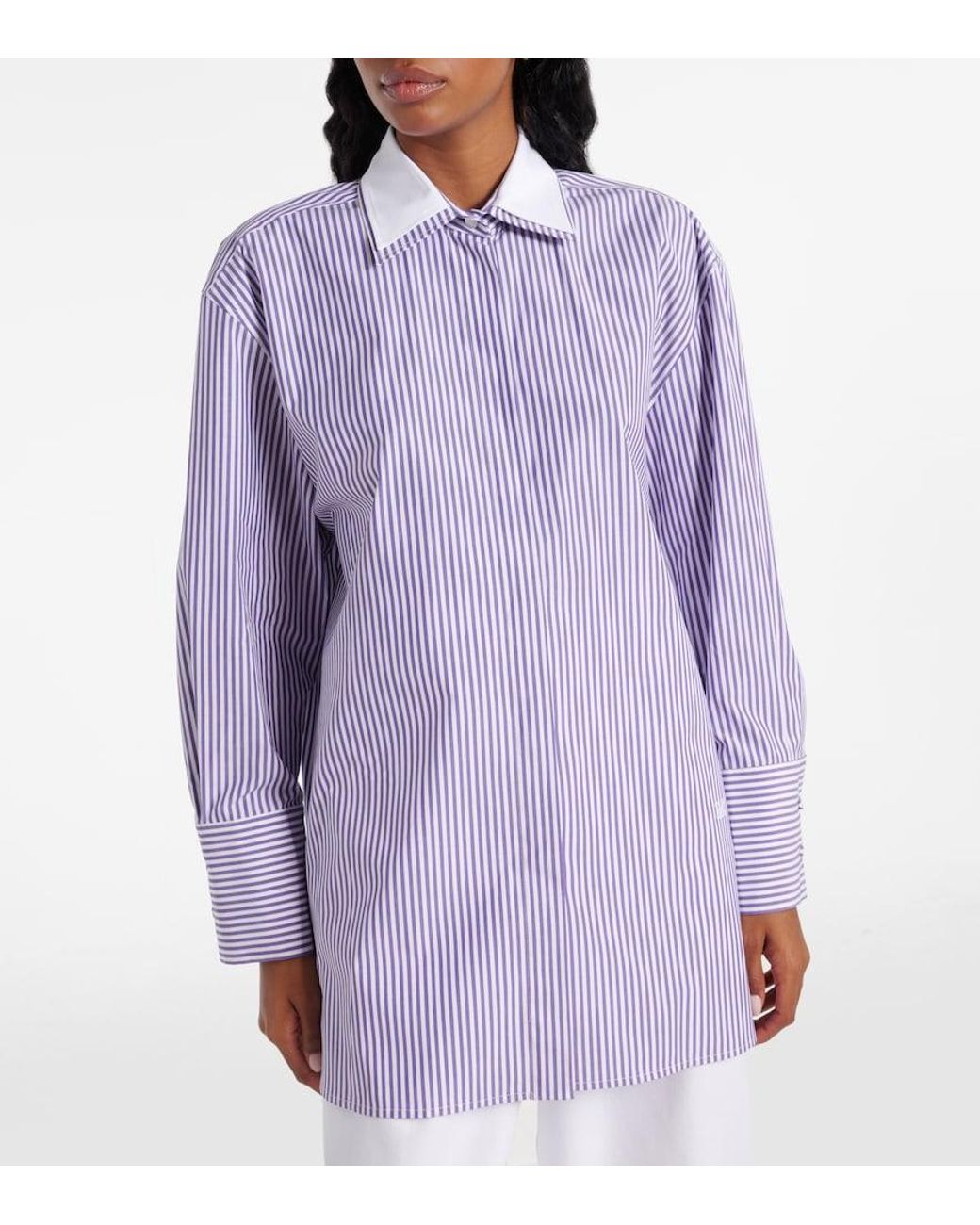 Max Mara Purple Tubinga Striped Poplin Shirt