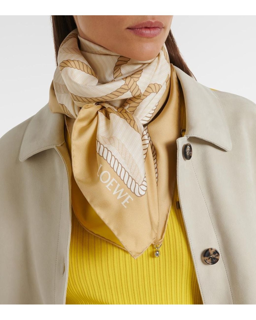 Loewe Natural Anagram Silk Twill Scarf