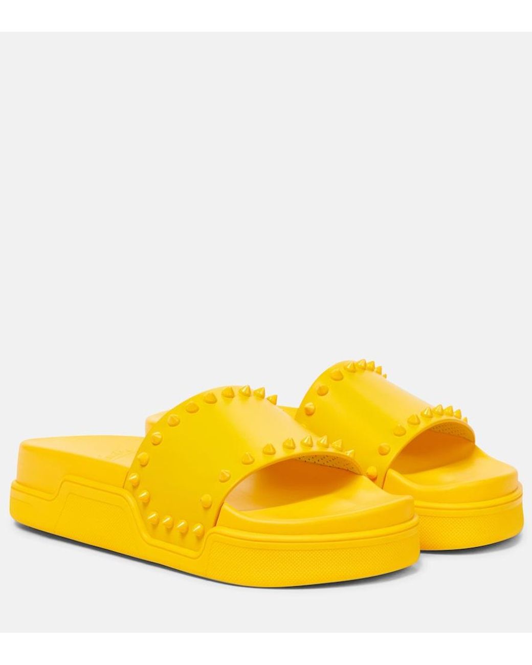 Christian Louboutin Yellow Pool Stud Embellished Slides
