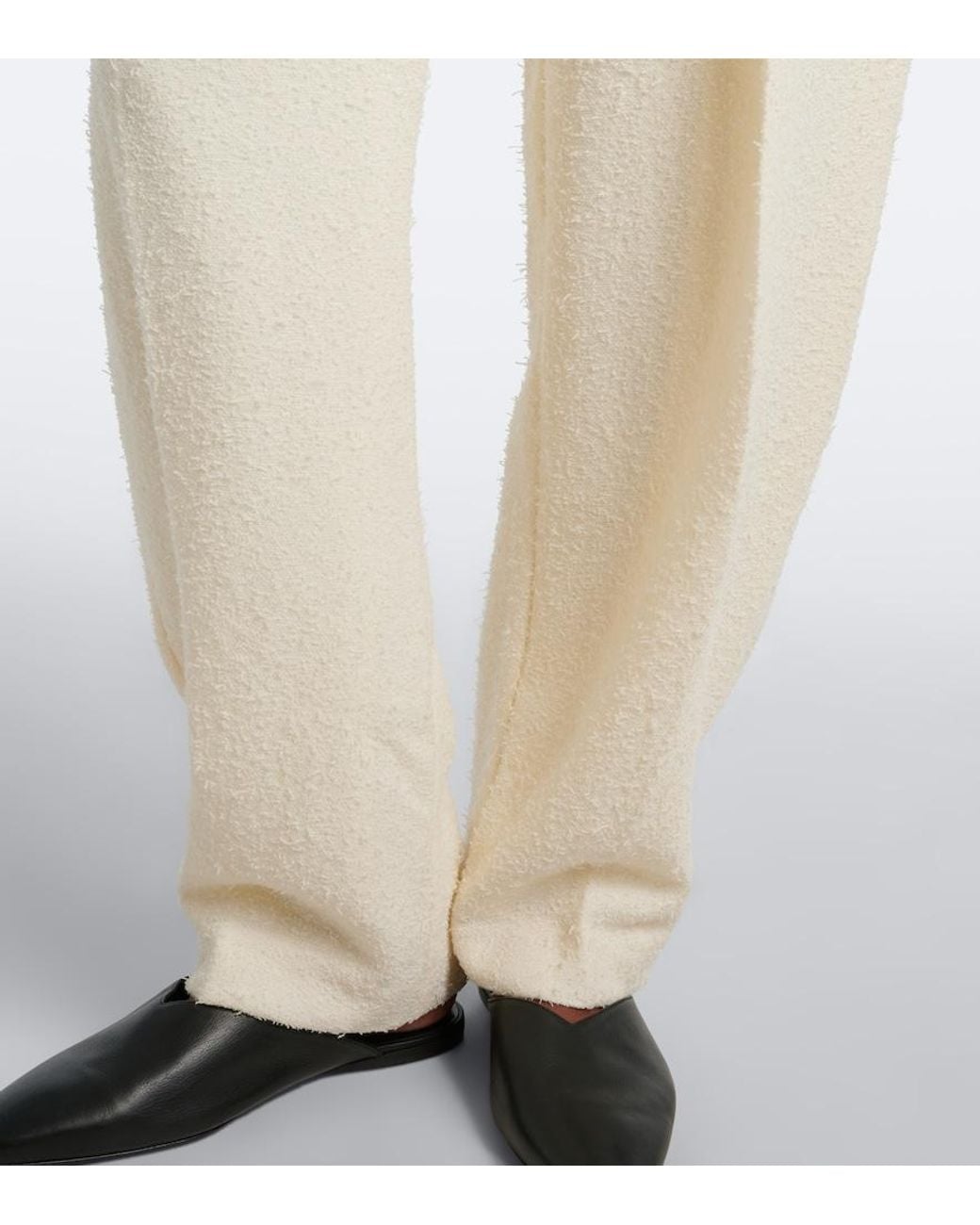 Rohe White Wool-Blend Boucle Barrel-Leg Pants