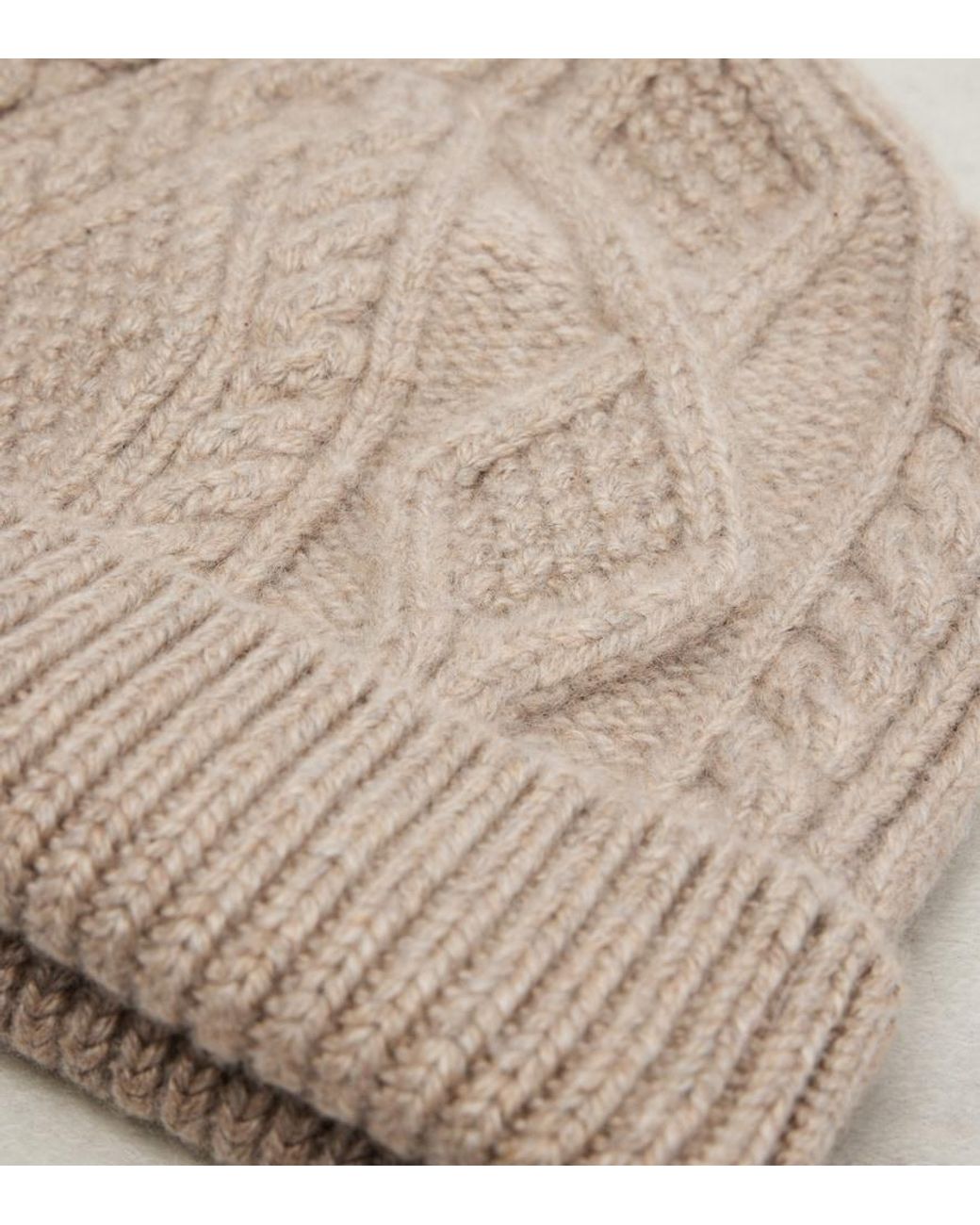 Loro Piana Natural Cable-Knit Cashmere Beanie