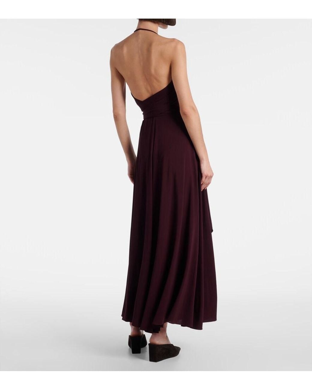 Alaïa Purple Draped Halterneck Jersey Maxi Dress