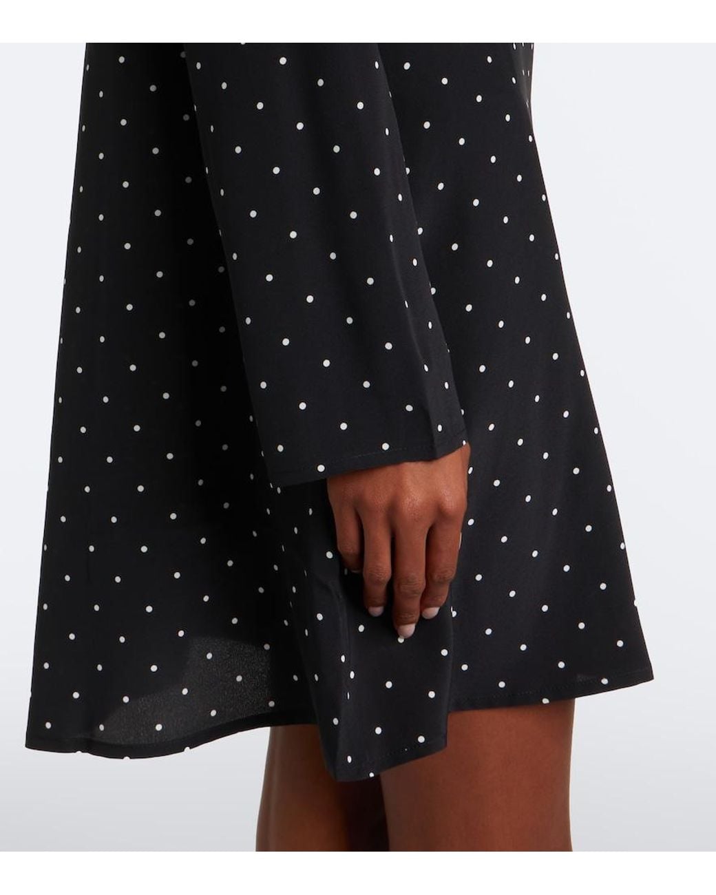 Asceno Black Larissa Polka-Dot Silk Minidress