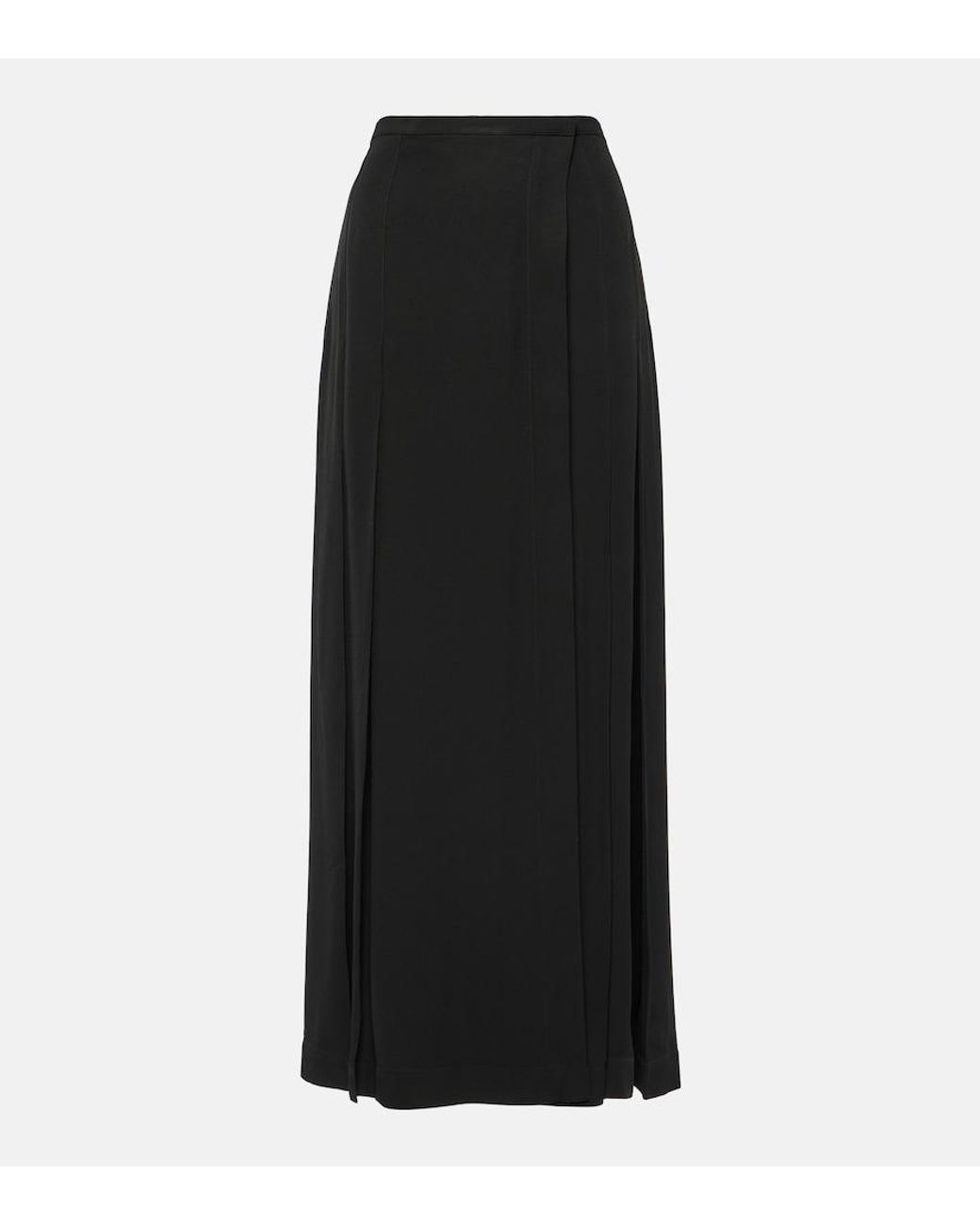 Totême Black Wrap Crepe Maxi Skirt