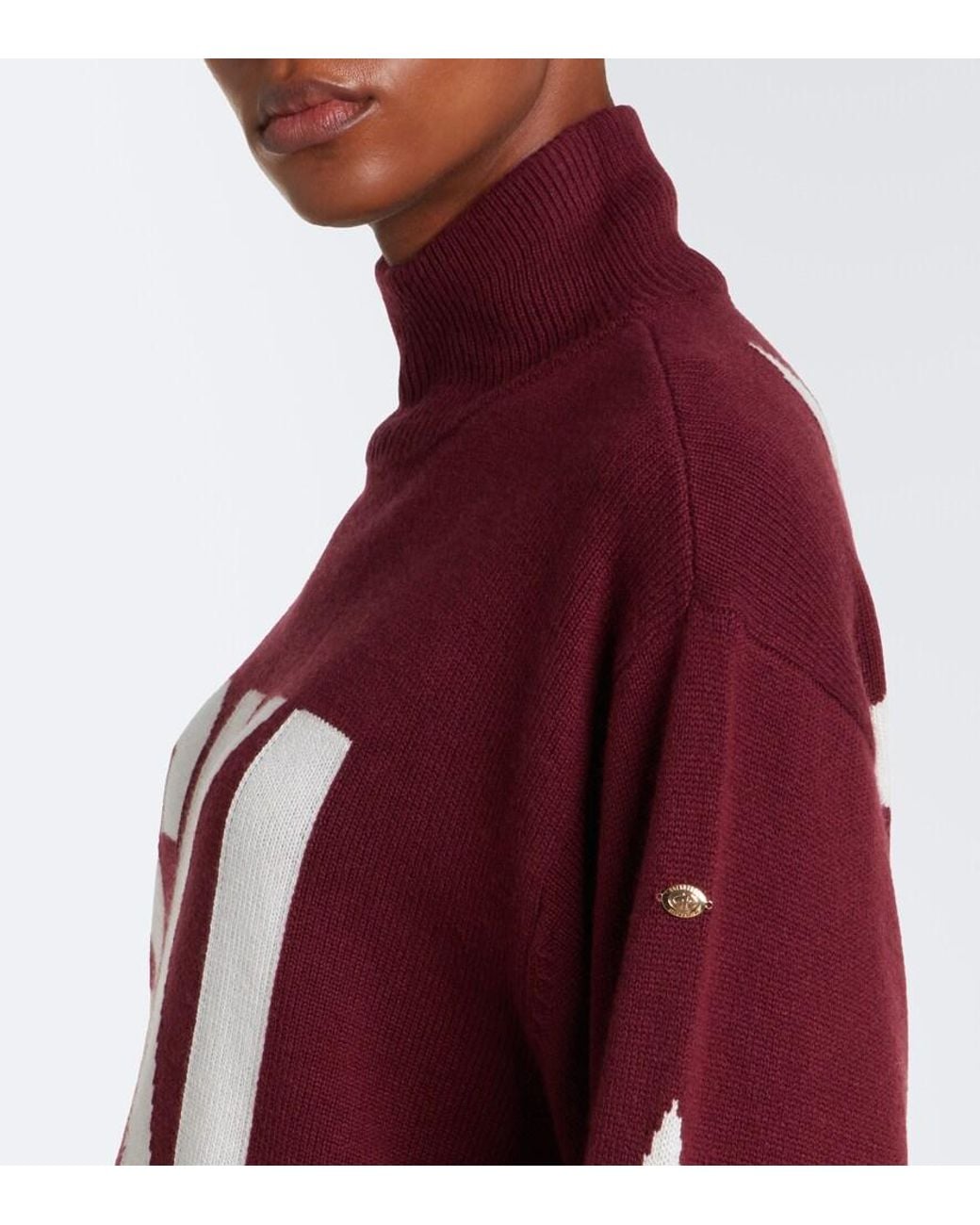 Goldbergh Red Intarsia Wool-Blend Turtleneck Sweater