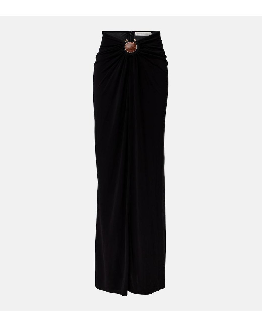 Christopher Esber Black Embellished Gathered Jersey Maxi Skirt