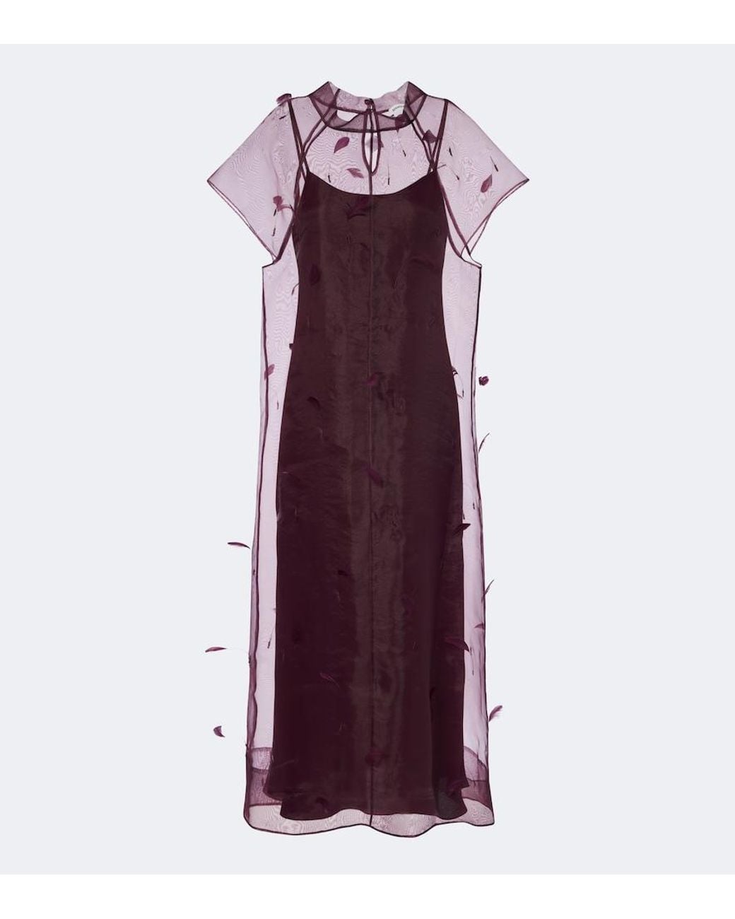 Jonathan Simkhai Purple Pauline Feather-Trimmed Organza Midi Dress