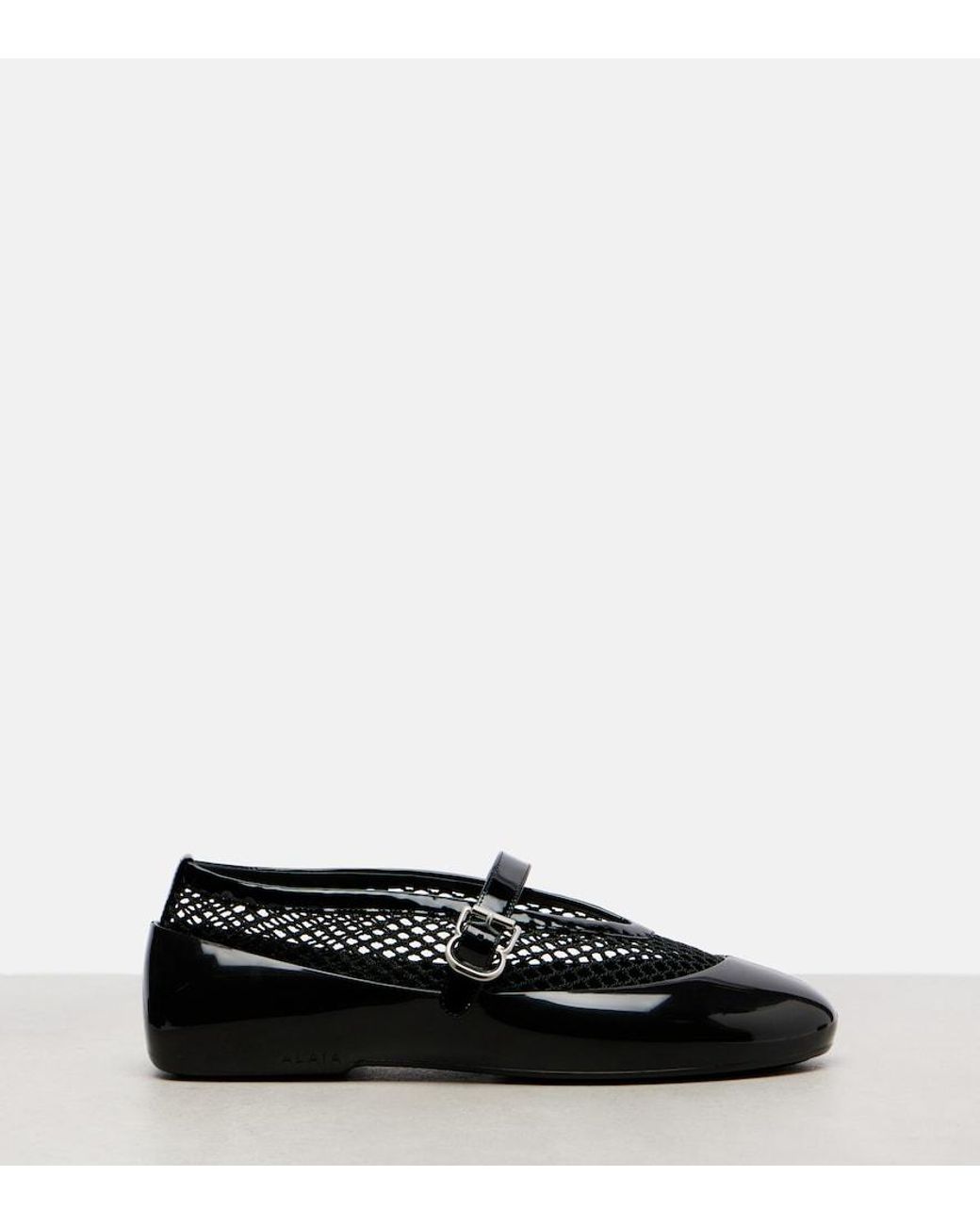 Alaïa Black Leather-Trimmed Fishnet Ballet Flats