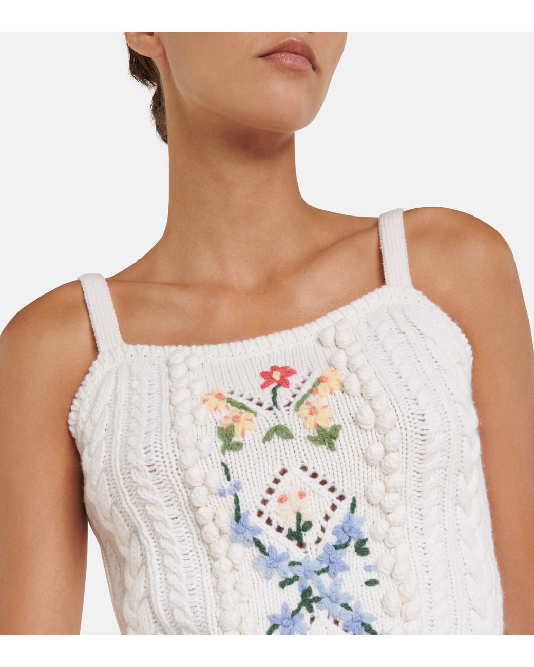 Crop top en mezcla de lana bordado Polo Ralph Lauren de Lana de color Blanco Mujer Ropa de Camisetas y tops 