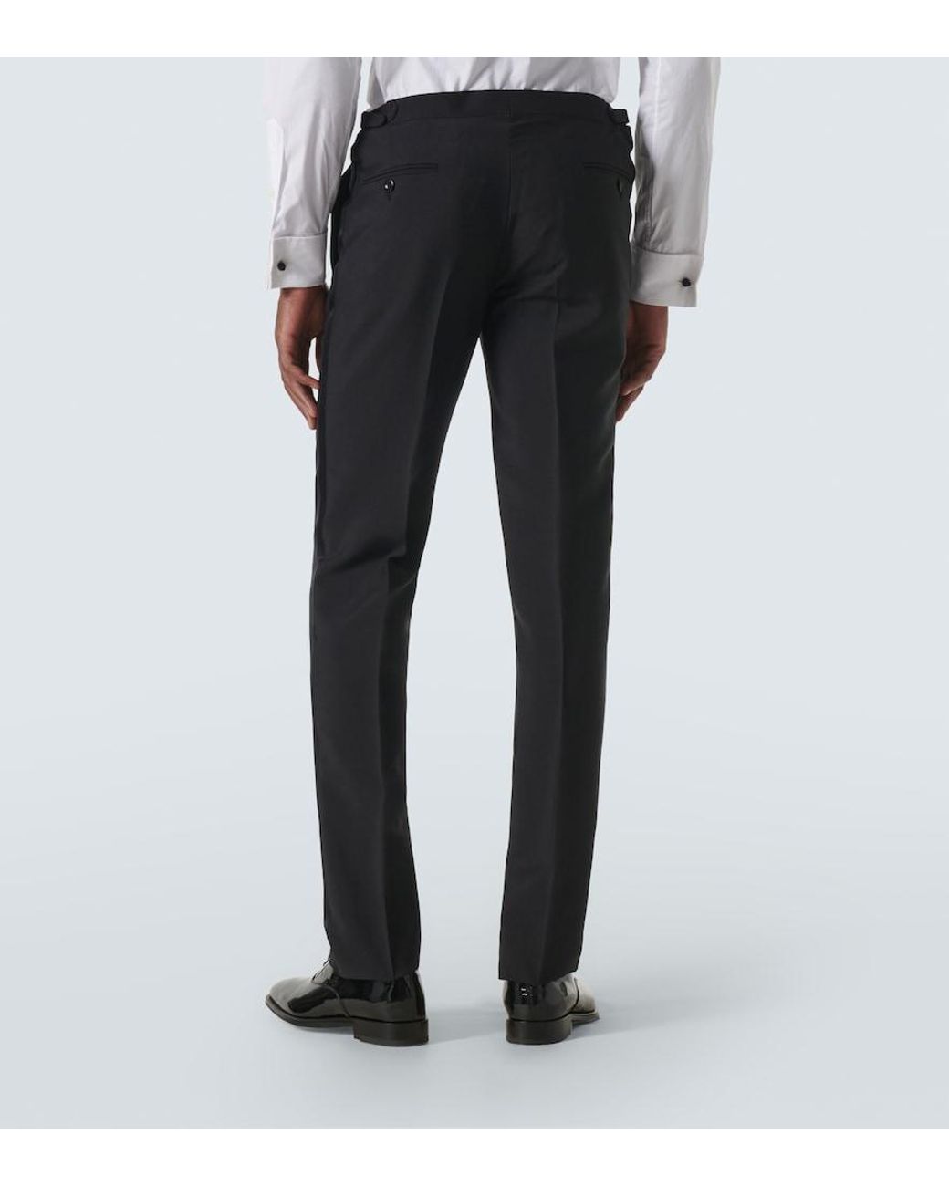 Rubinacci Blue Modluca Wool Tuxedo Pants for men
