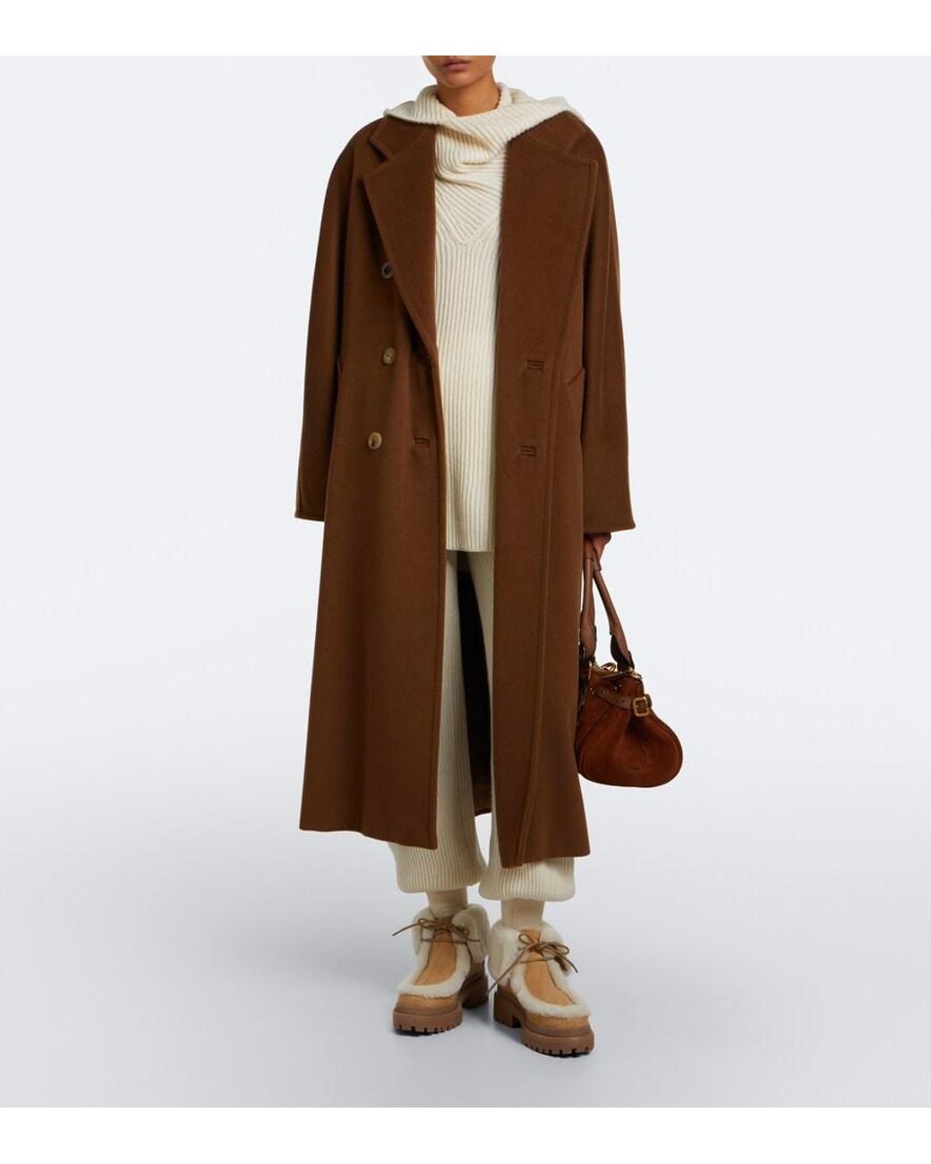 Yves Salomon Natural Shearling-Lined Suede Ankle Boots