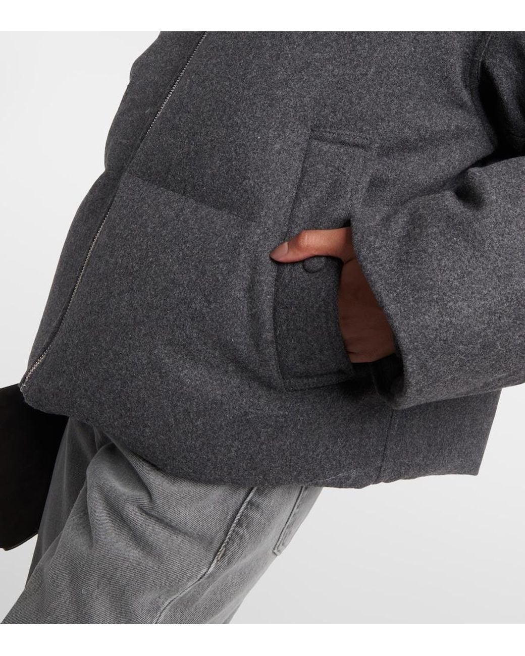Totême  Gray Wool-Blend Flannel Down Jacket