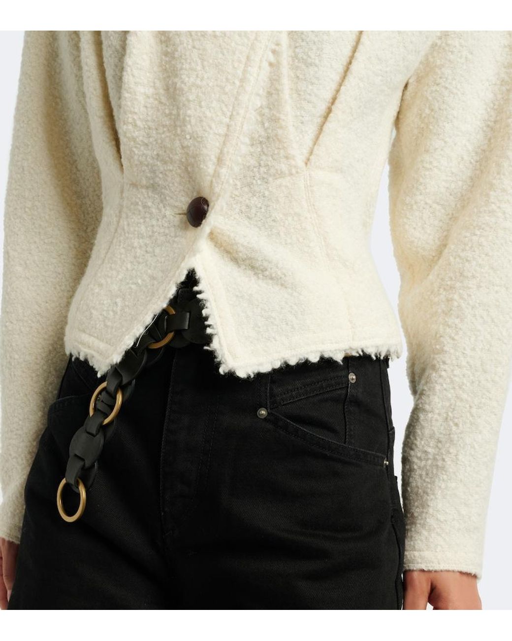 Isabel Marant White Suna Wool And Alpaca-Blend Boucle Jacket