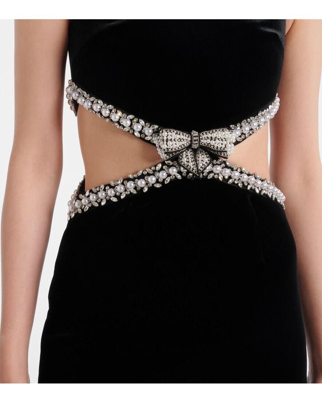 Self-Portrait Black Cutout Velvet Maxi Dress