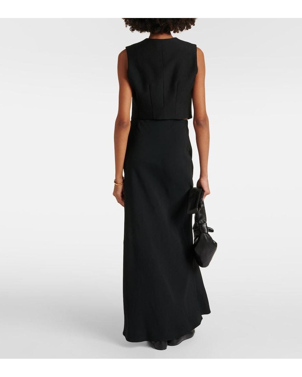 AMI Black Crepe Maxi Skirt