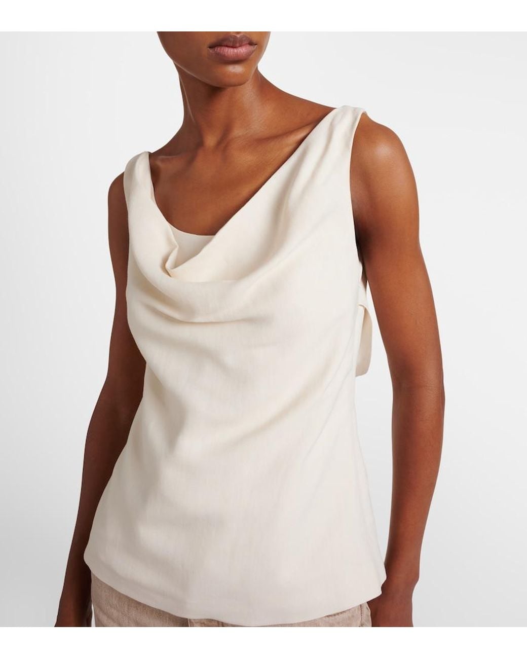Brunello Cucinelli White Draped Top