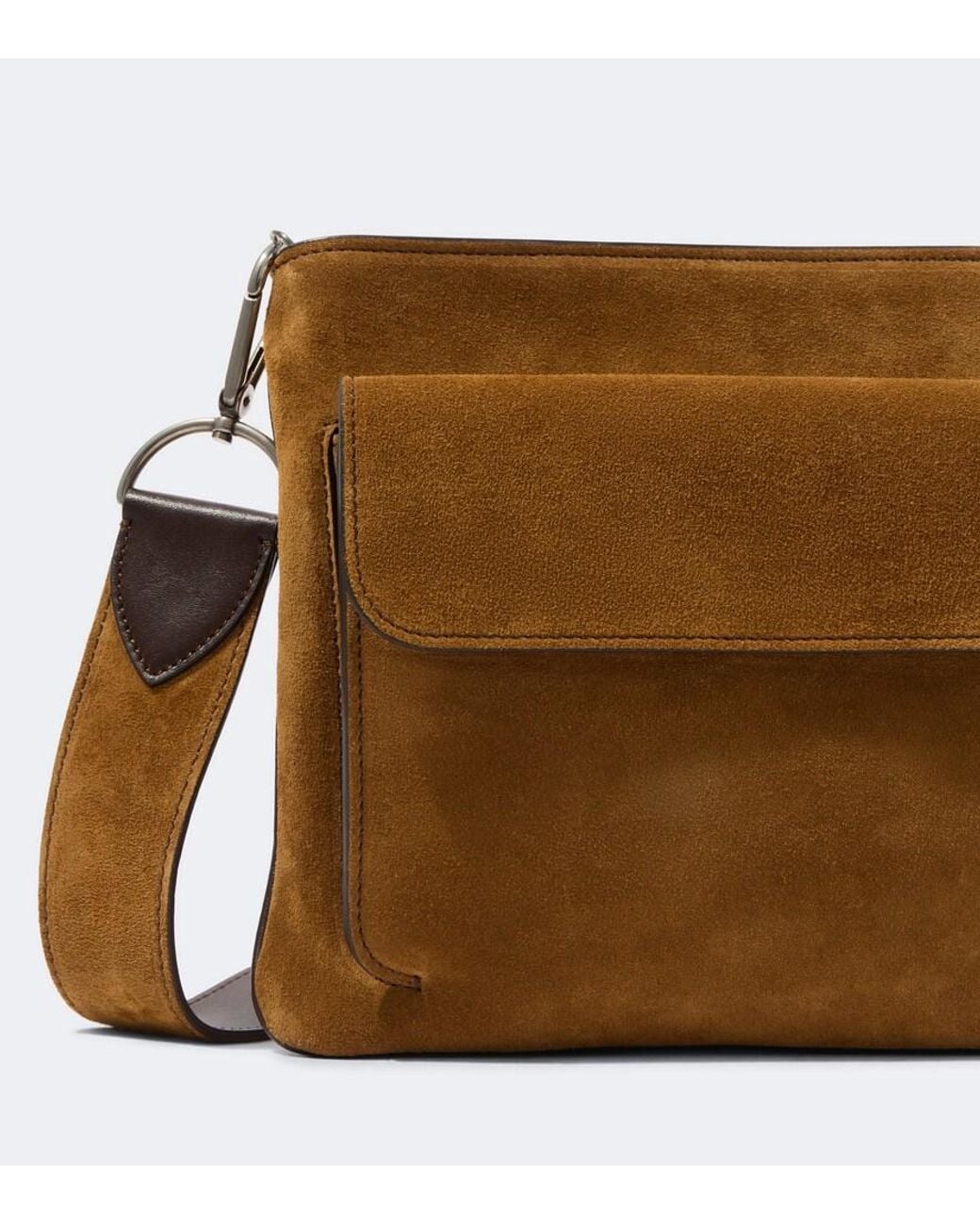 Metier Brown Slide Suede Messenger Bag for men