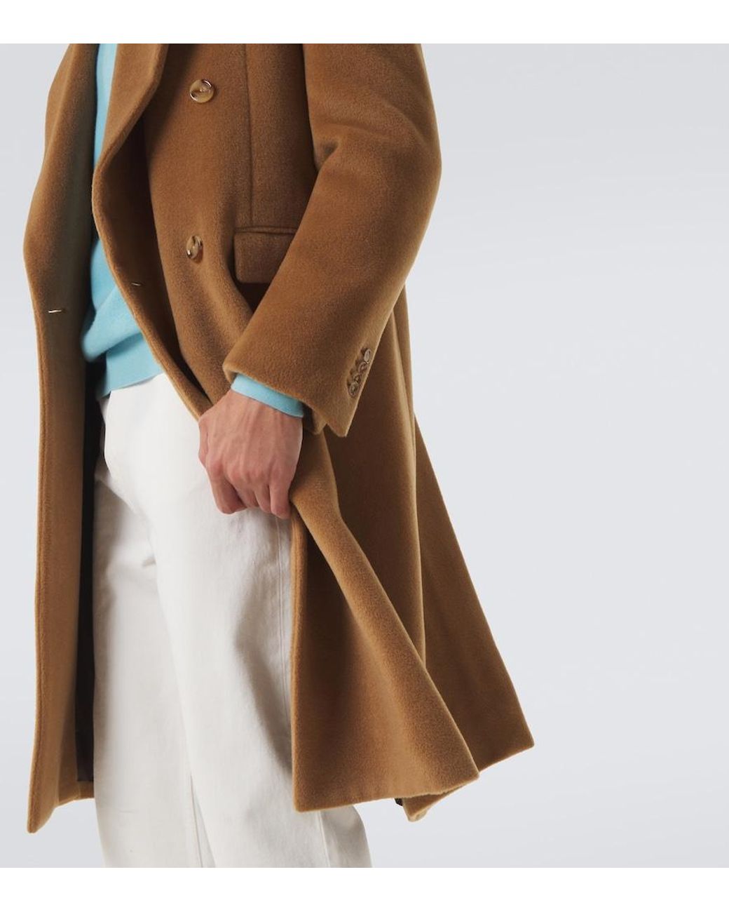 Lardini Brown Double-Breasted Virgin Wool Coat for men