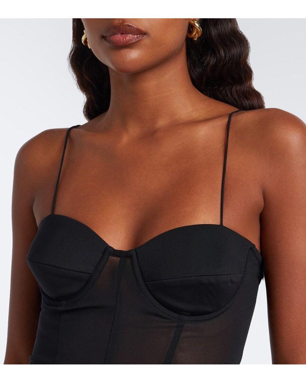 Alex Perry Black Sheer Bodysuit