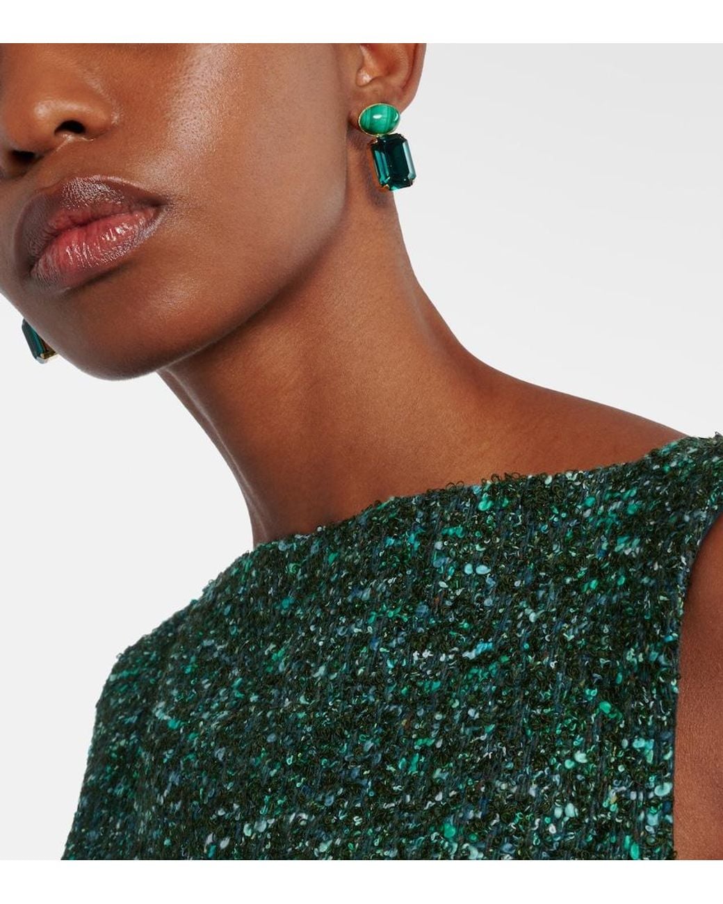 Jennifer Behr Green Elin Crystal-Embellished-Plated Earrings