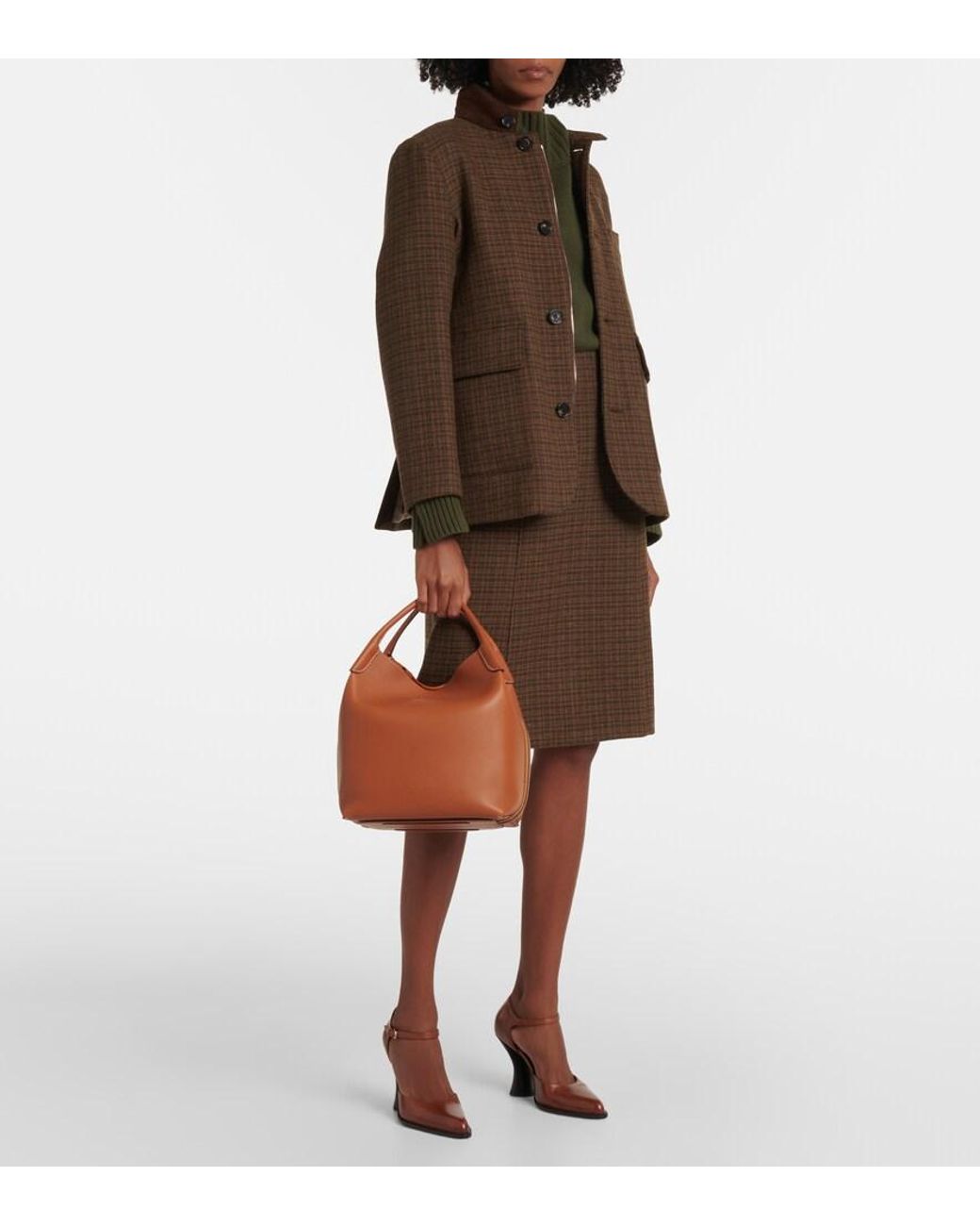 Loro Piana Brown Bale Leather Shoulder Bag