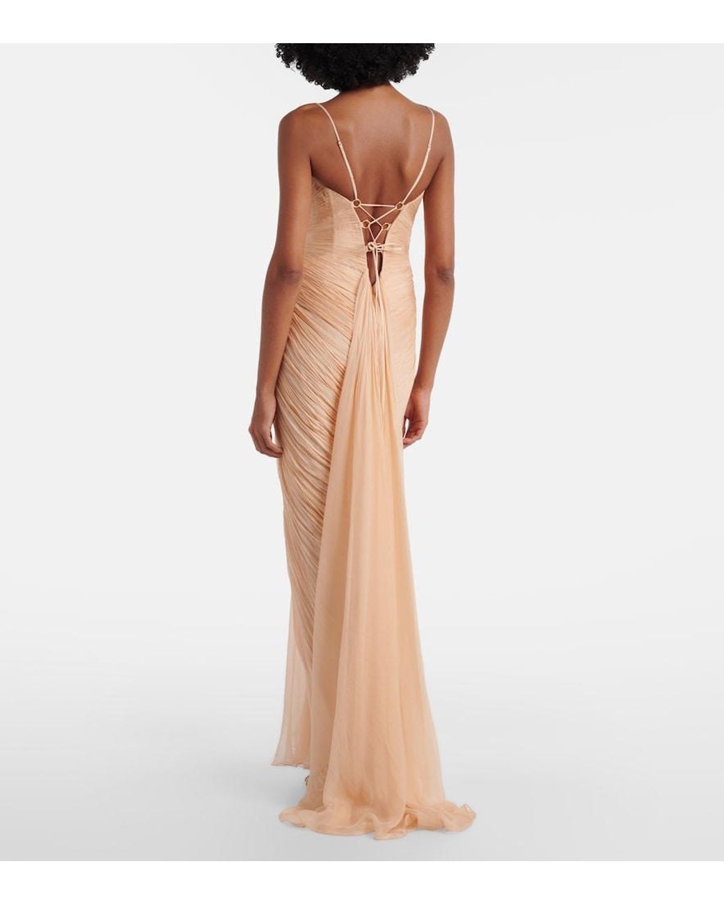 Maria Lucia Hohan White Cecilia Draped Silk Gown