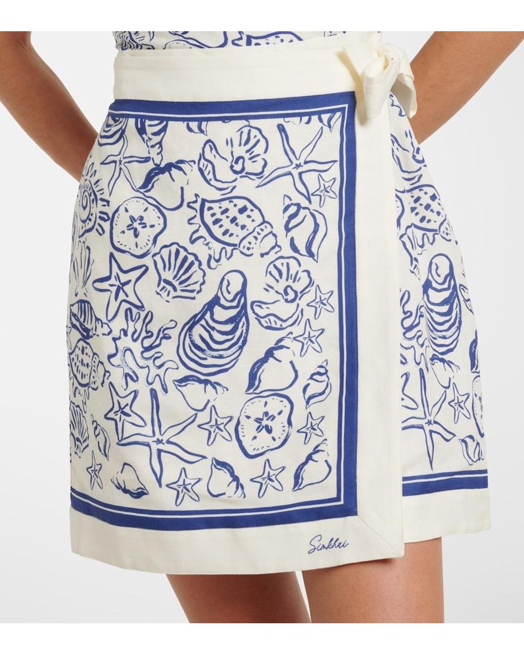 Jonathan Simkhai Blue Darbie Printed Linen-Blend Minidress