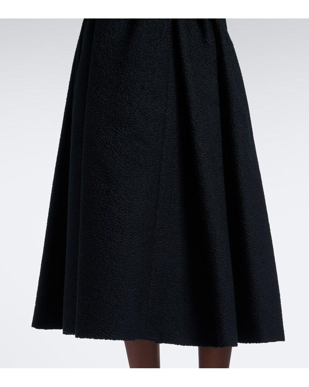 Dolce & Gabbana Black Gathered Wool And Silk-Blend Midi Skirt