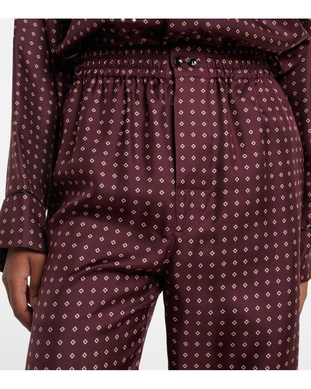 Saint Laurent Purple Printed Silk Satin Pajama Pants