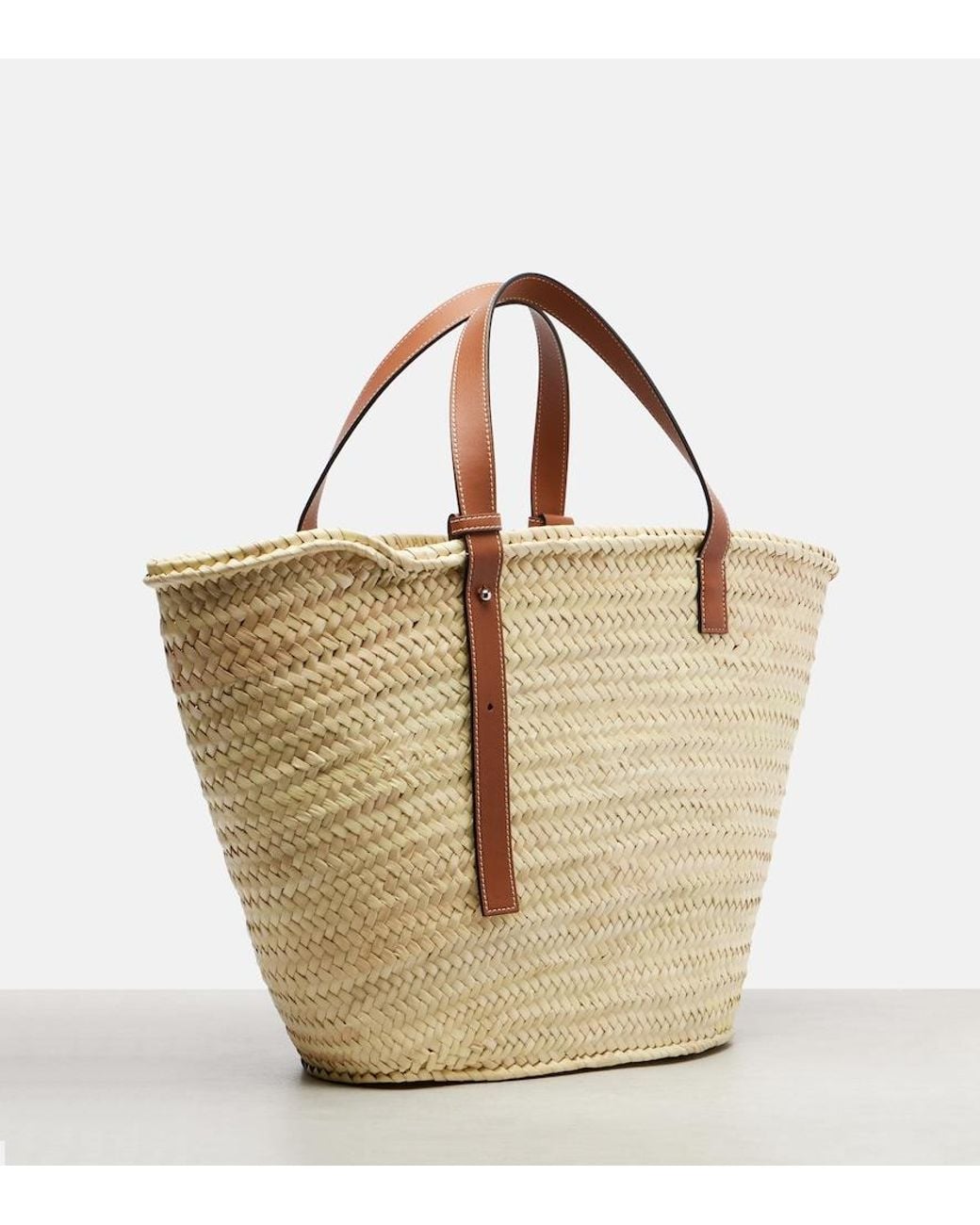 Loewe Anagram Large Leather-Trimmed Basket Bag in Brown | Lyst UK