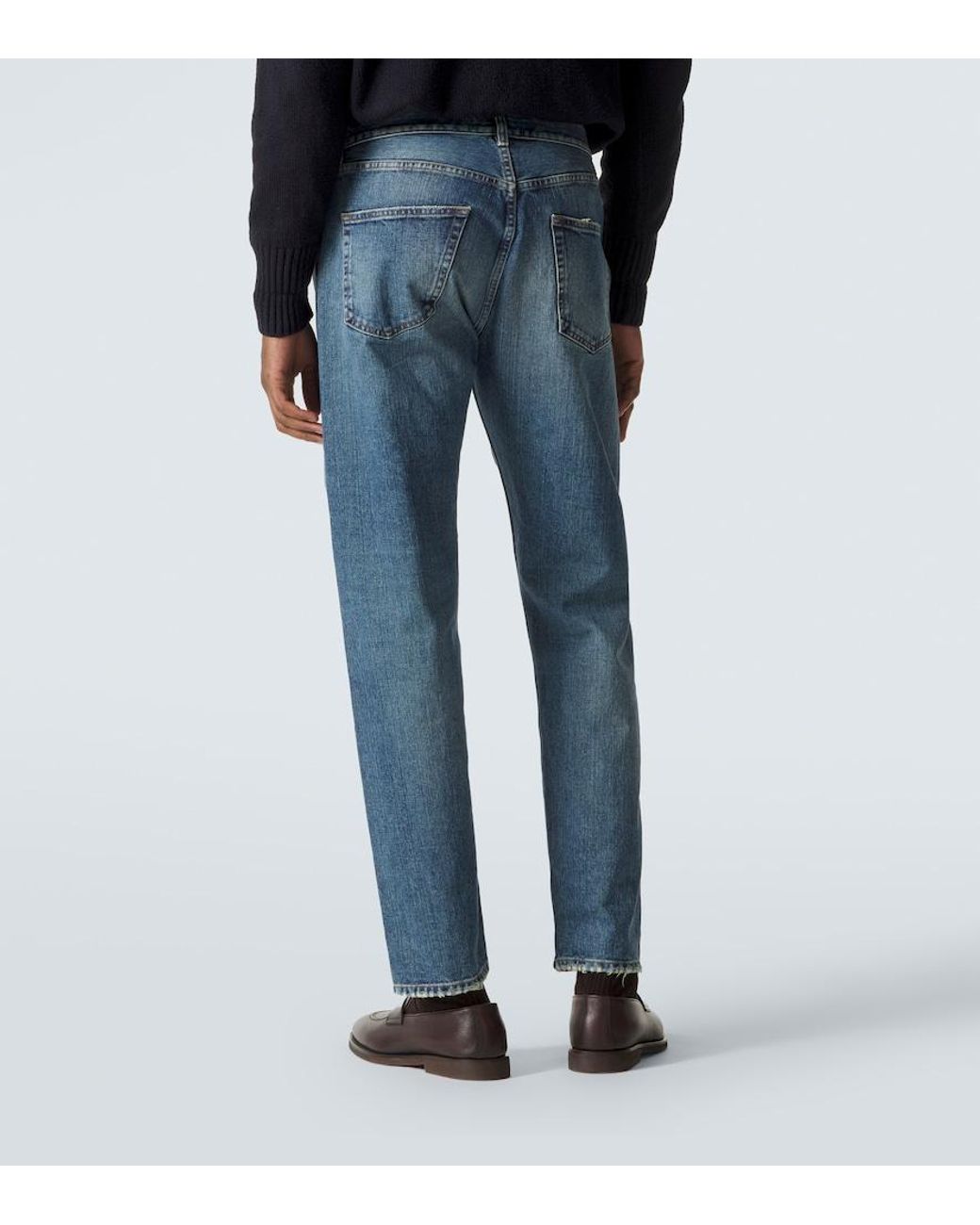 Thom Sweeney Blue Mid-Rise Straight Jeans for men