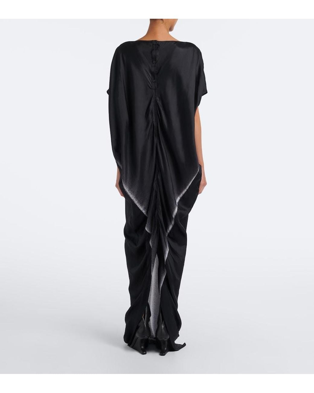 Rick Owens Black Dagger Printed Satin Maxi Dress