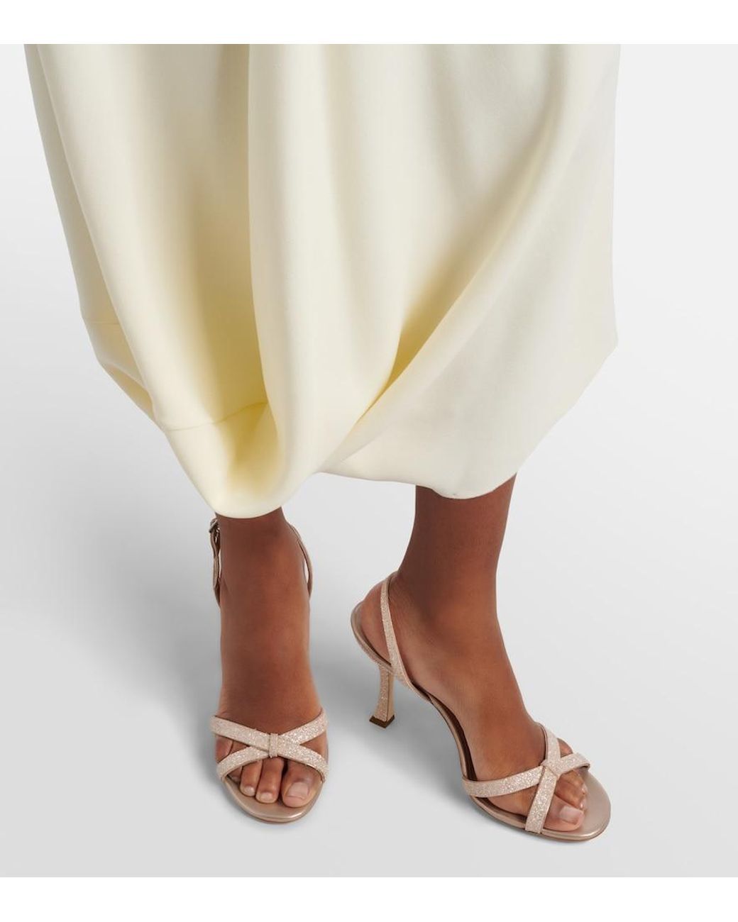 Jimmy Choo Natural Elsy 90 Glitter Slingback Sandals