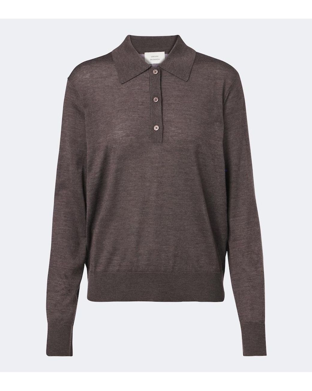 Loulou de Saison Gray Miles Cashmere Polo Sweater
