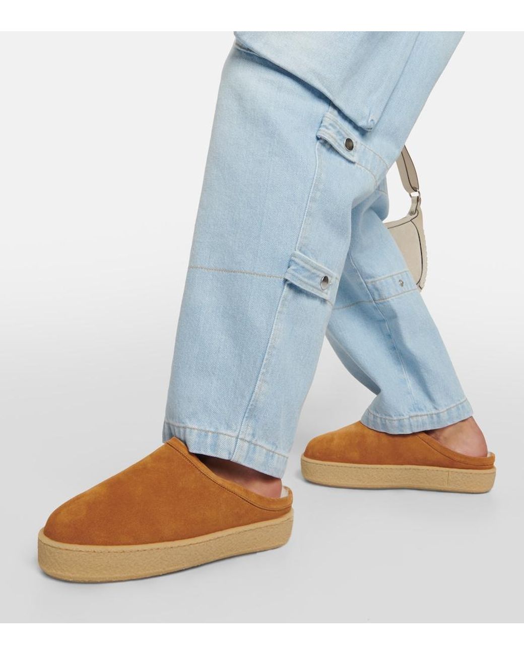 Isabel Marant Brown Fozee Shearling-Lined Suede Slippers