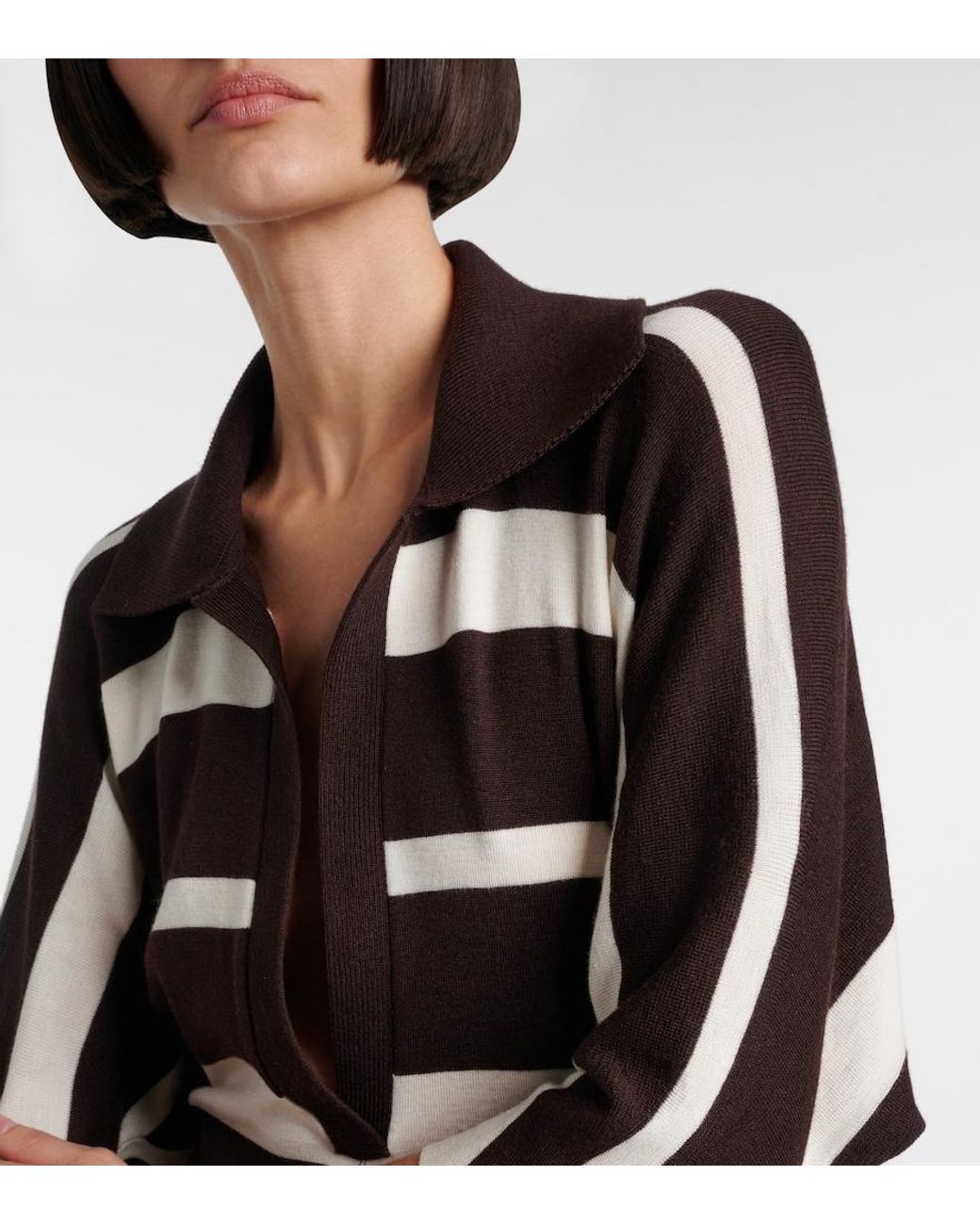 Proenza Schouler Black Solana Striped Wool And Silk Maxi Dress