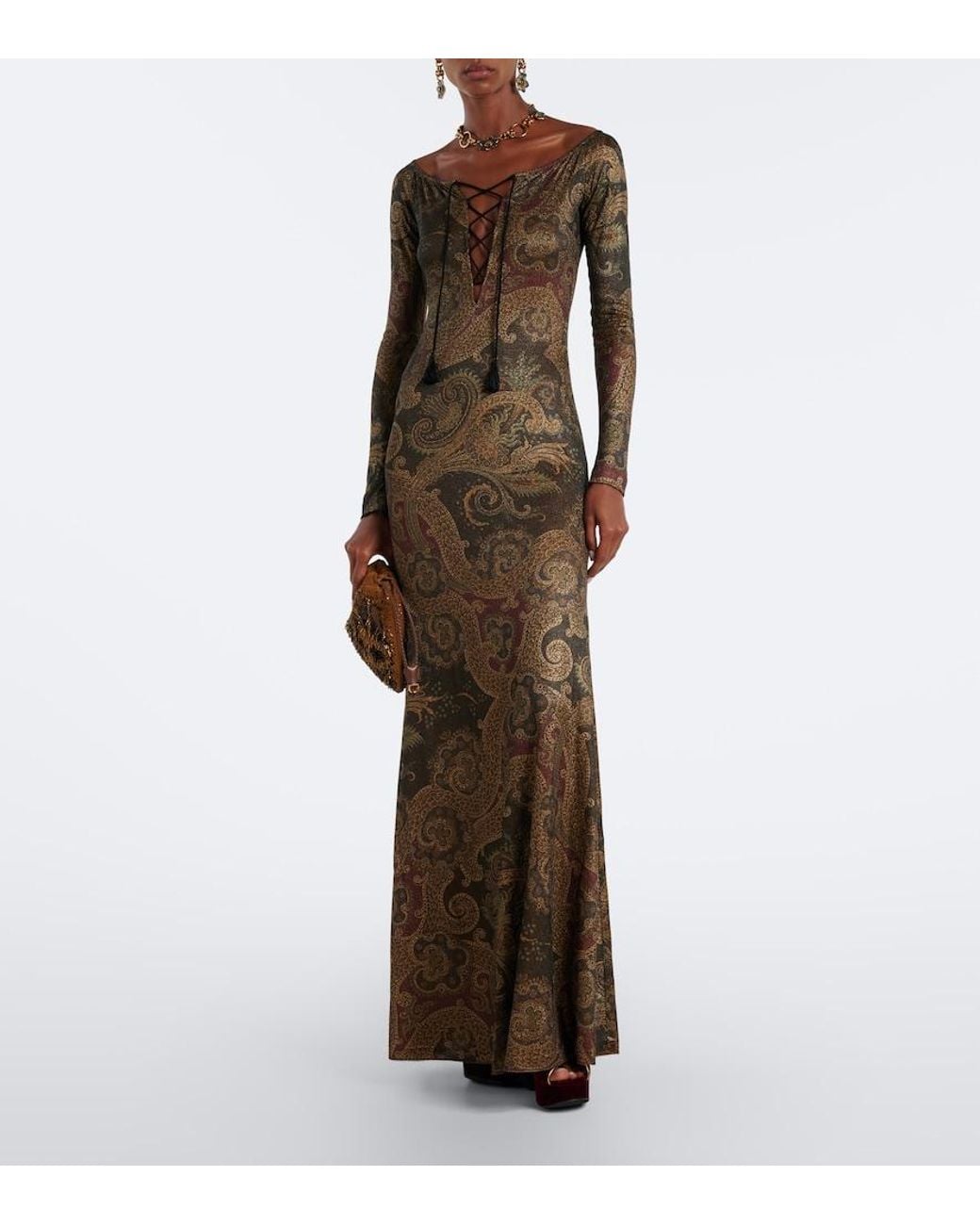 Etro Natural Paisley Jersey Gown