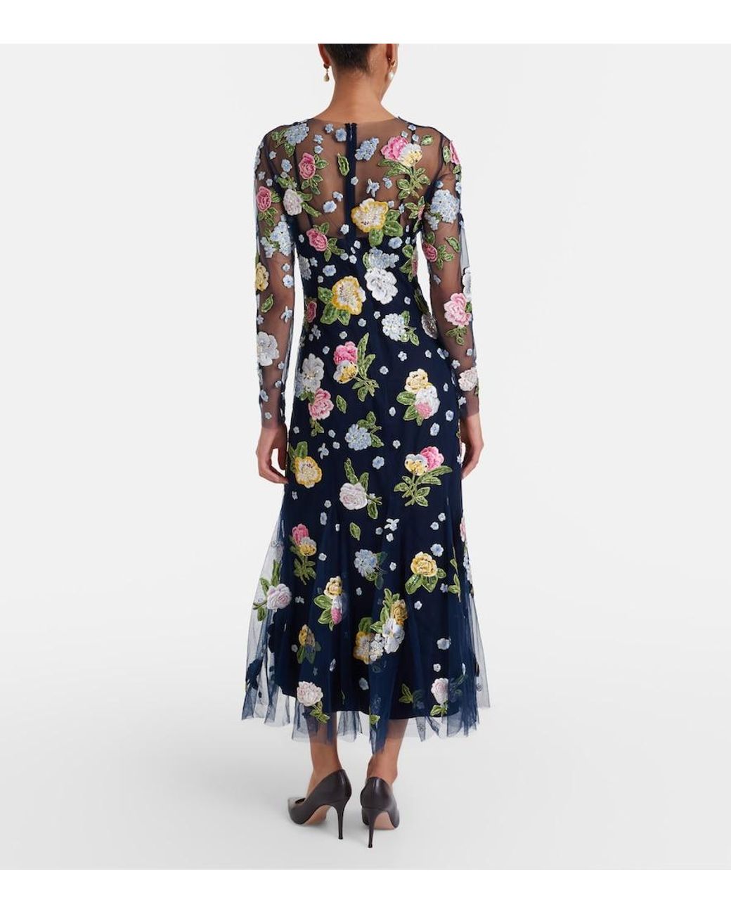 Carolina Herrera Black Embroidered Cocktail Dress