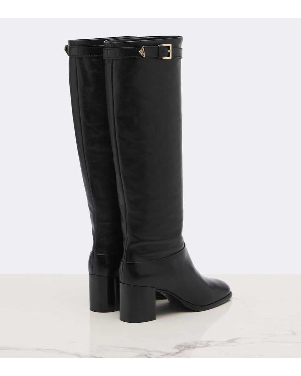 Prada Black Leather Knee-High Boots
